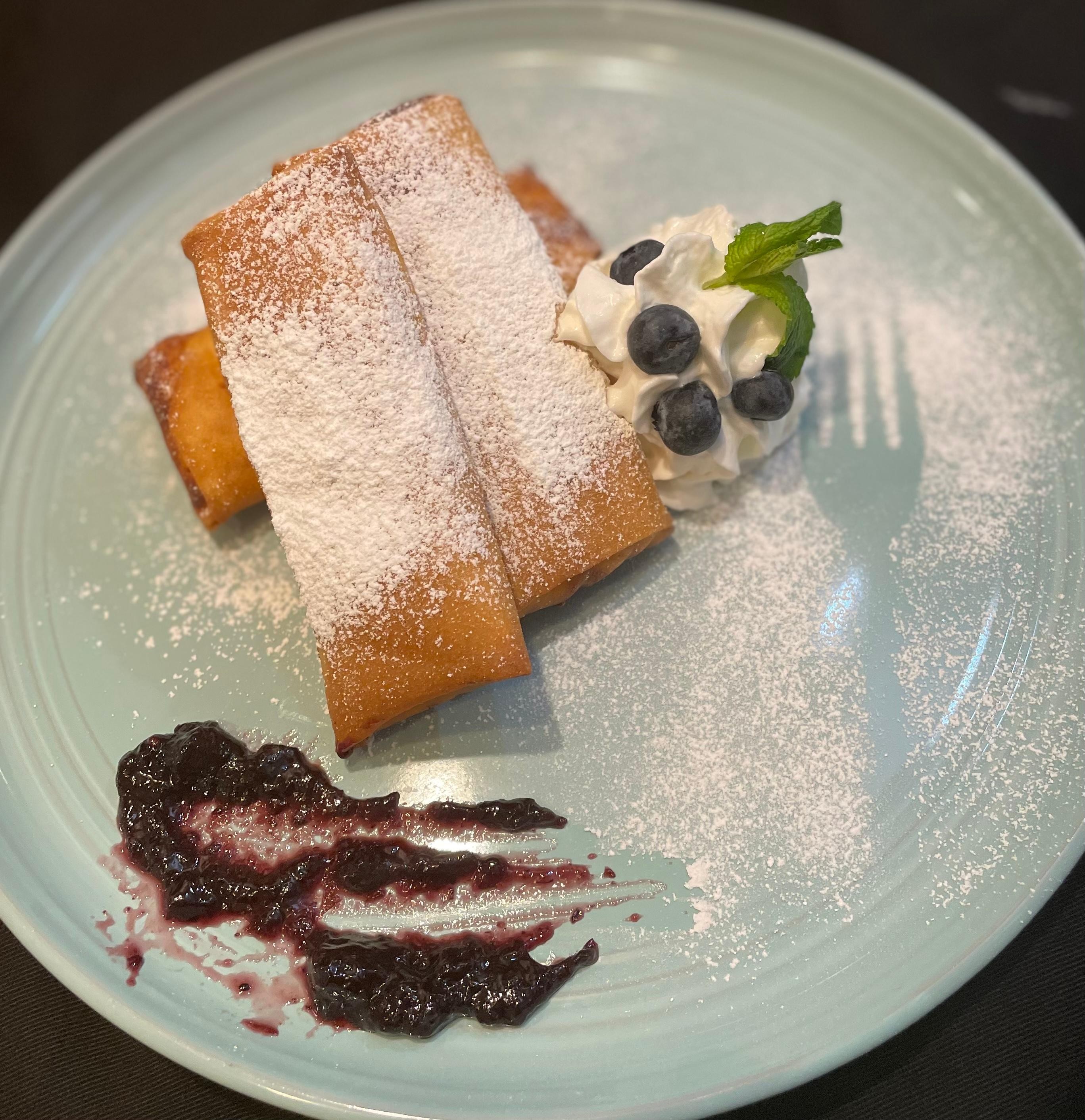 Blueberry cheese spring roll