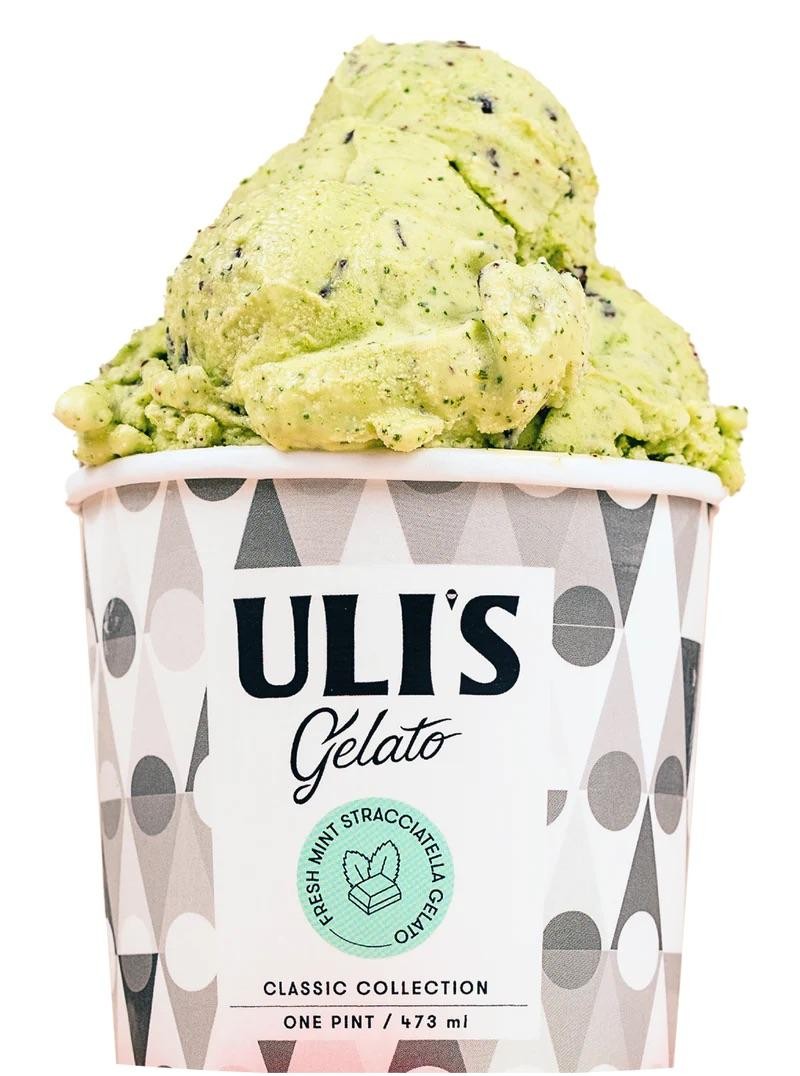 Uli's Gelato - Fresh Mint Stracciatella 16oz/Pint