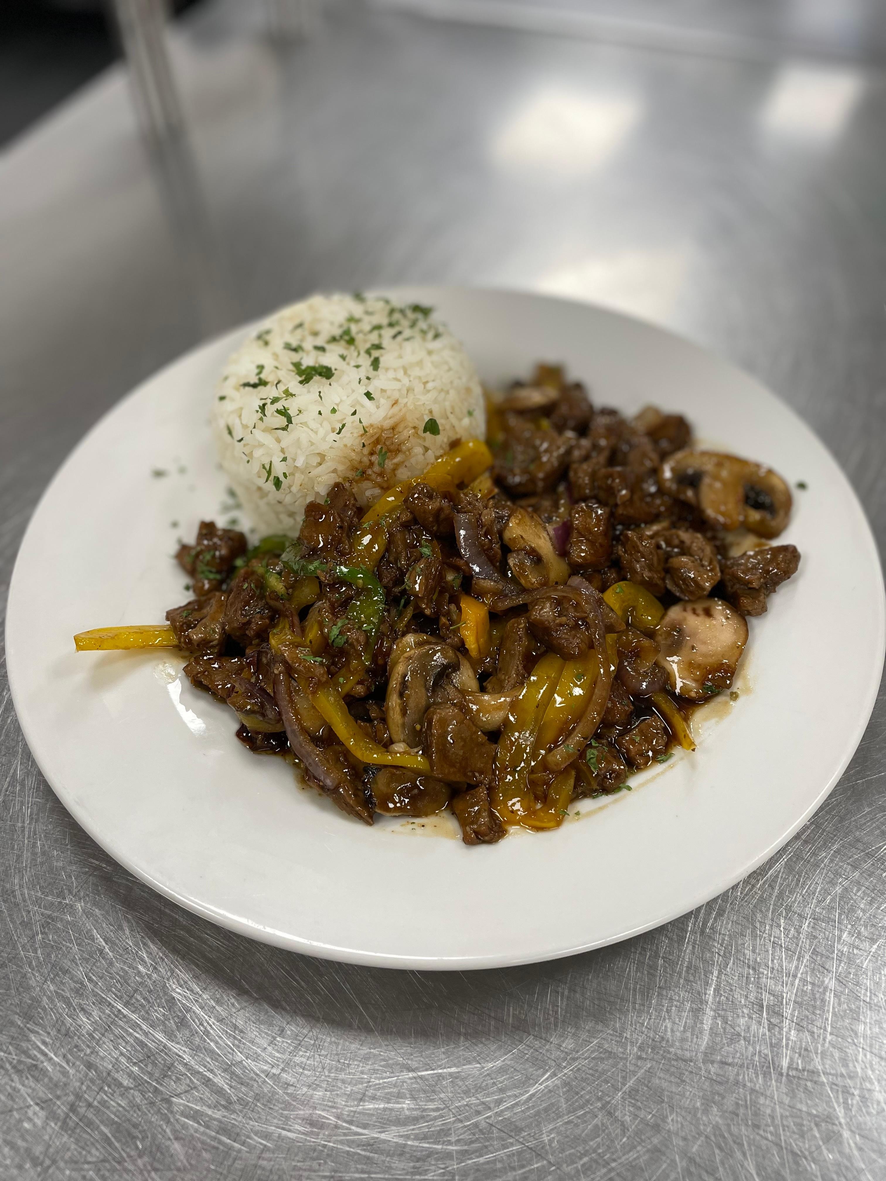 Vegan Pepper Steak & Rice