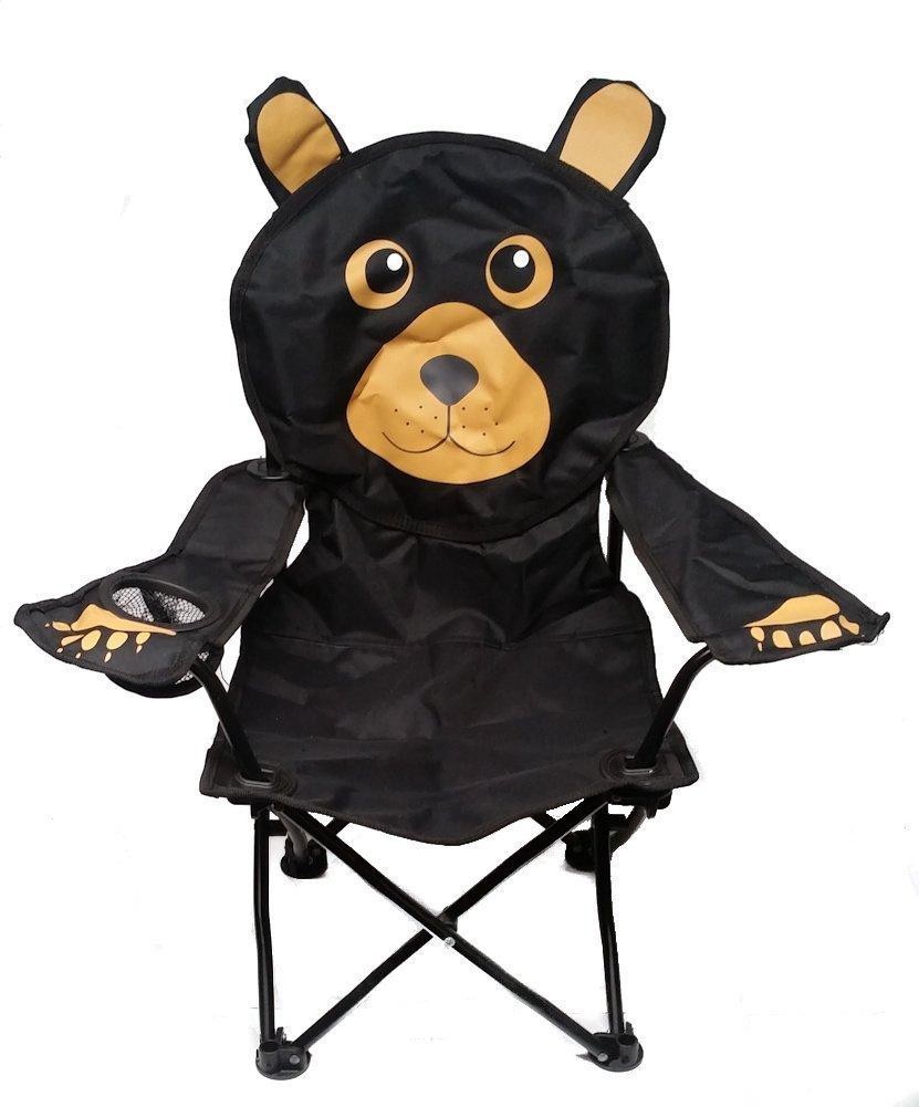 Wilcor Kids Black Bear Folding Camp Chair with Cup Holder and Carry Bag