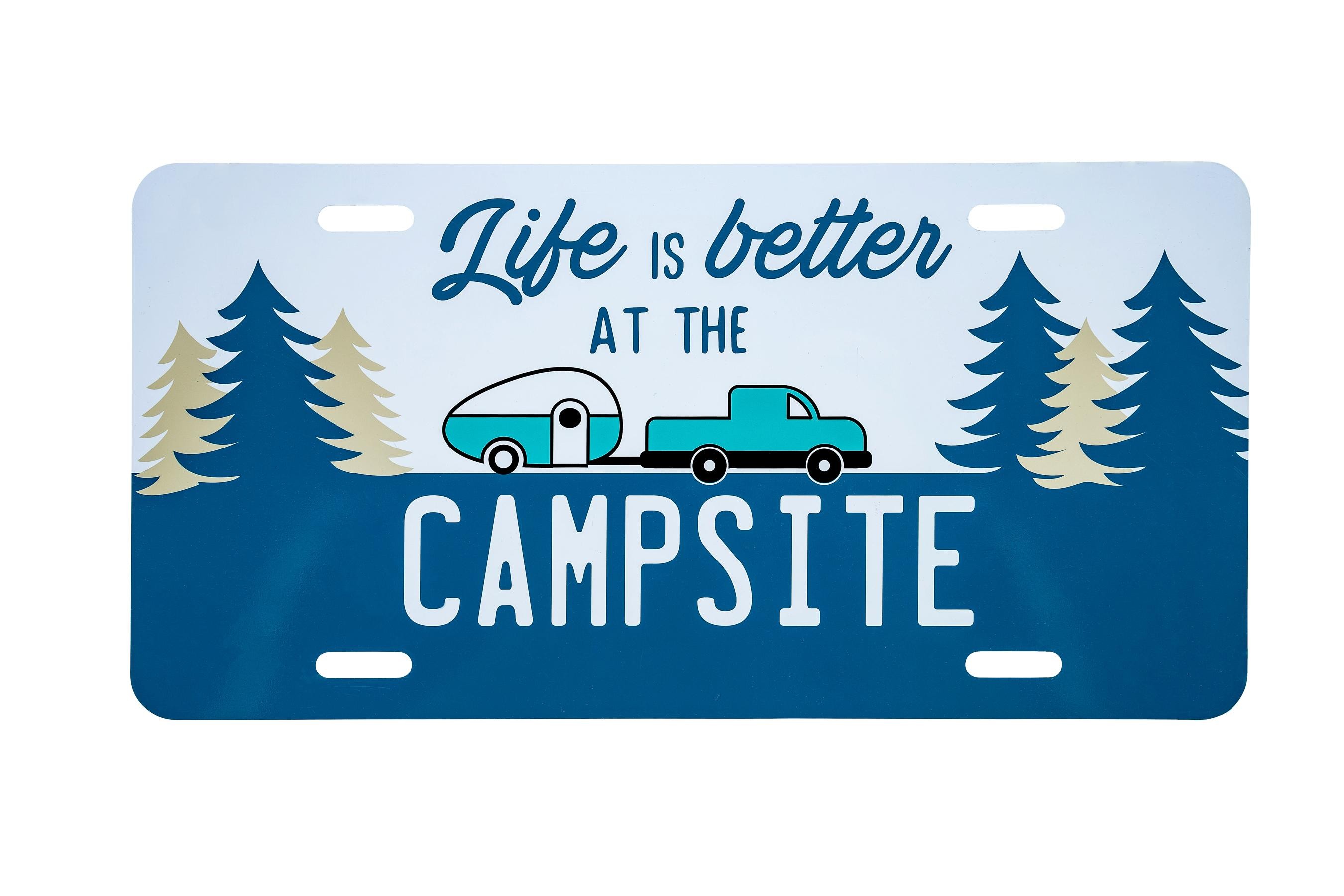 9126.3011 6 X 12 in. Life Is Better at the Campsite License Plate, Navy