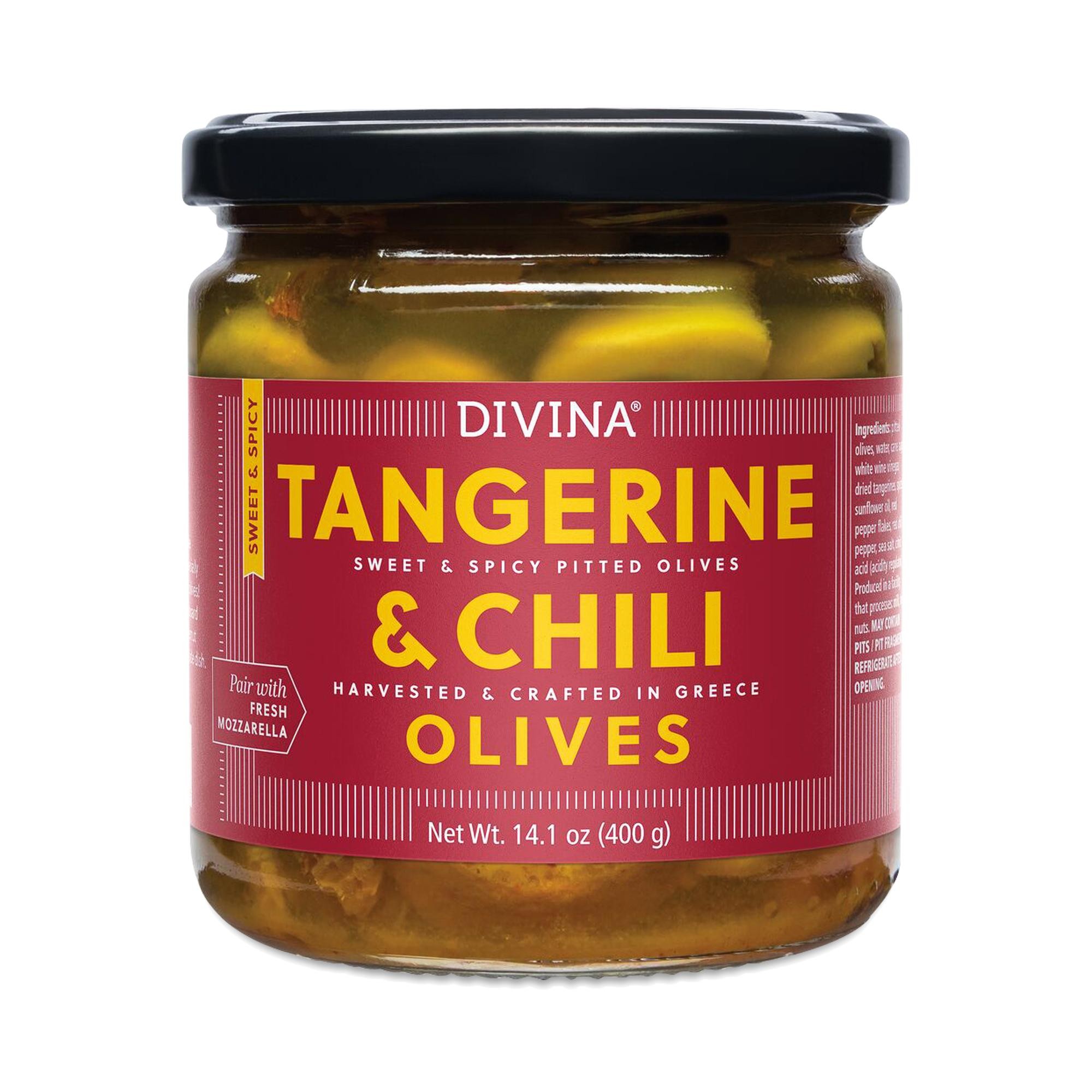 Divina Tangerine & Chili Olives 14.1 Oz Jar