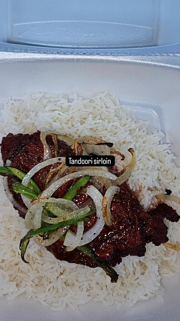 6oz sirloin steak tandoori  with rice naan bread