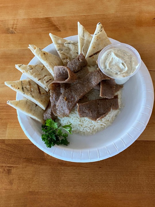 Sliced Gyro Meat over Rice