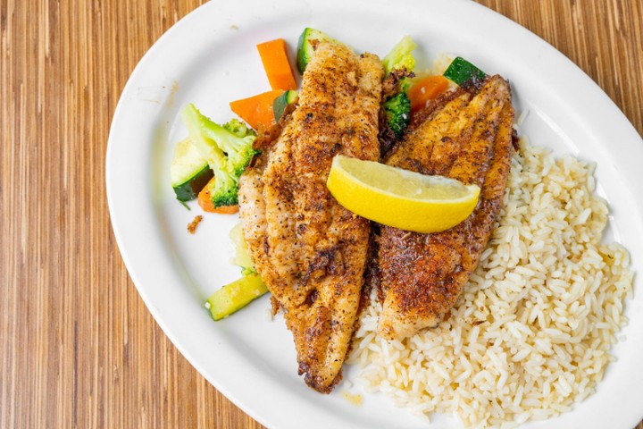 2 Grilled Catfish, Rice & Veggies