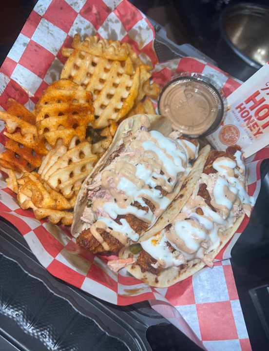 Chicken Tacos & Waffle Fries