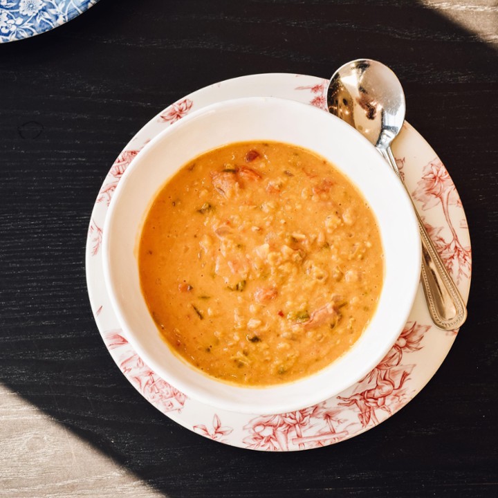 Bowl of Vegan Red Lentil Soup (V, GF)