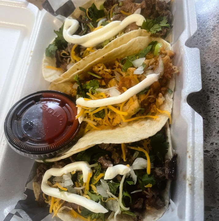 Three Tacos Steak & Shrimp