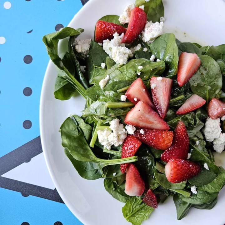 Spring Salad - Baby Spinach, Lemon Vinaigrette, Boursin Cheese, Strawberries