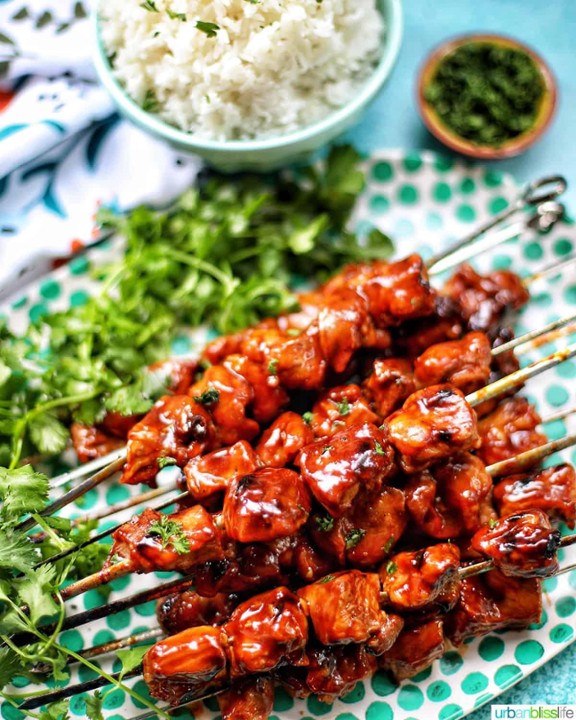 BBQ Pork Skewers (w/rice