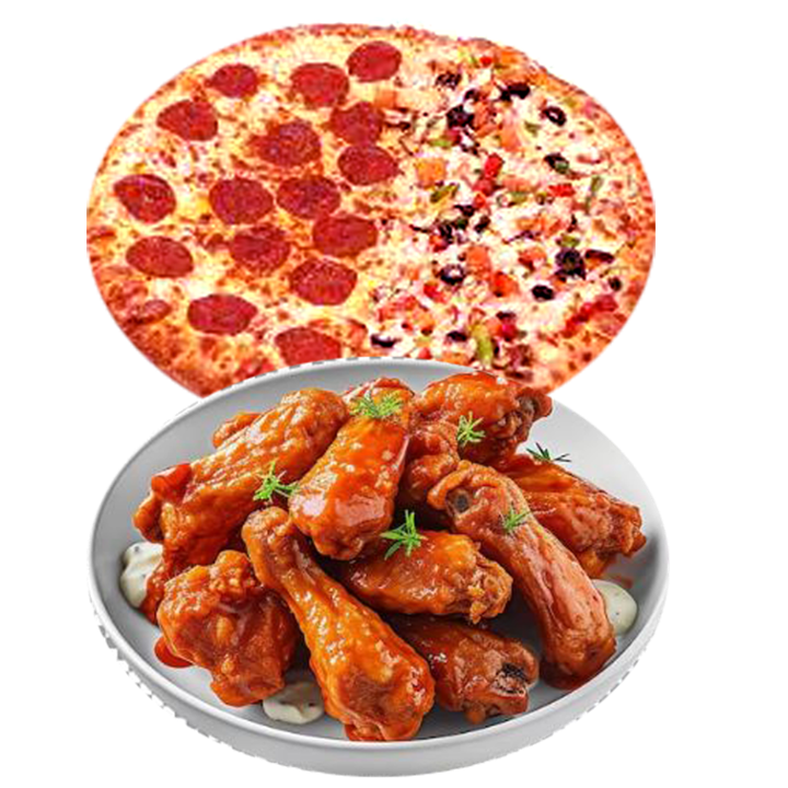1XL Pizza w/ 2 Toppings & 15pc Wings
