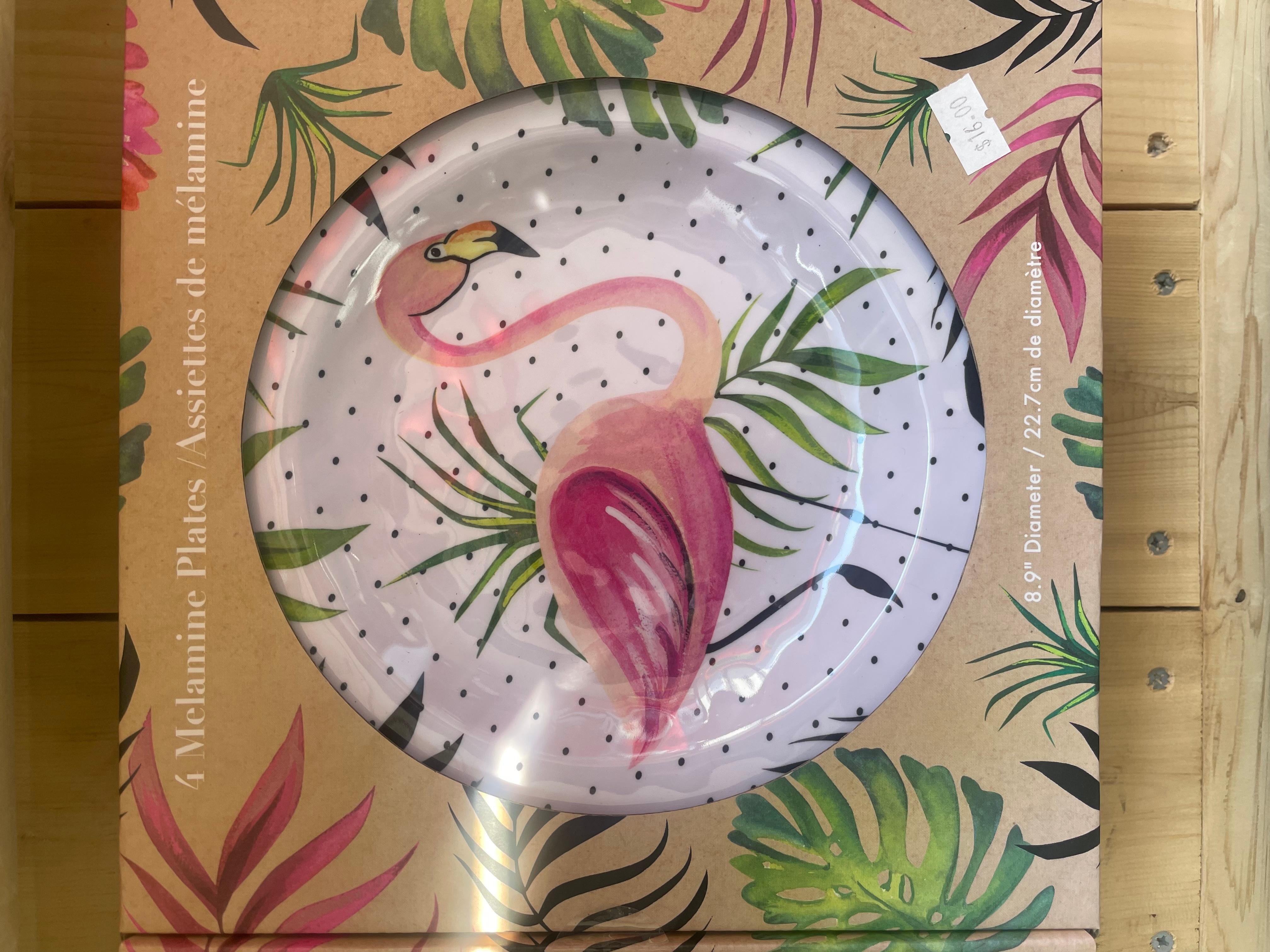 Flamingo Melamine Plates (set of 4)