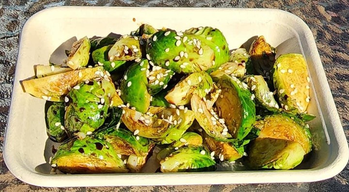Pan Fried Brussel Sprouts w/ Balsamic glaze