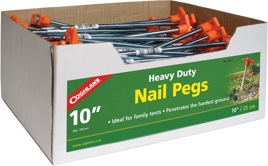 Coghlans 10 in. Steel Tent Nail Peg 8311 Pack of 100 - All