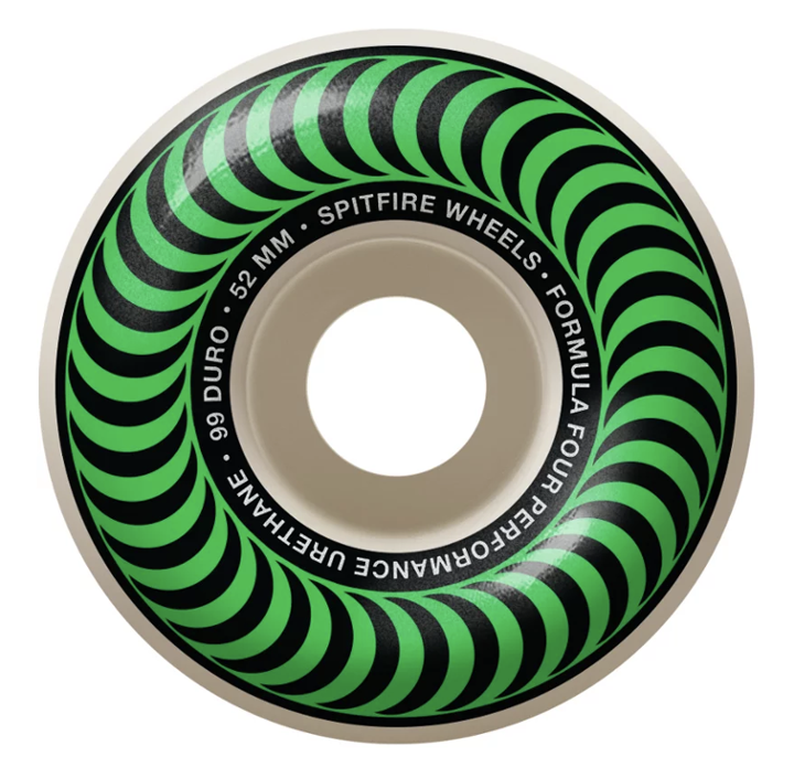 Spitfire F4 99a Classic Formula Four 52mm Spiral White Green Wheels