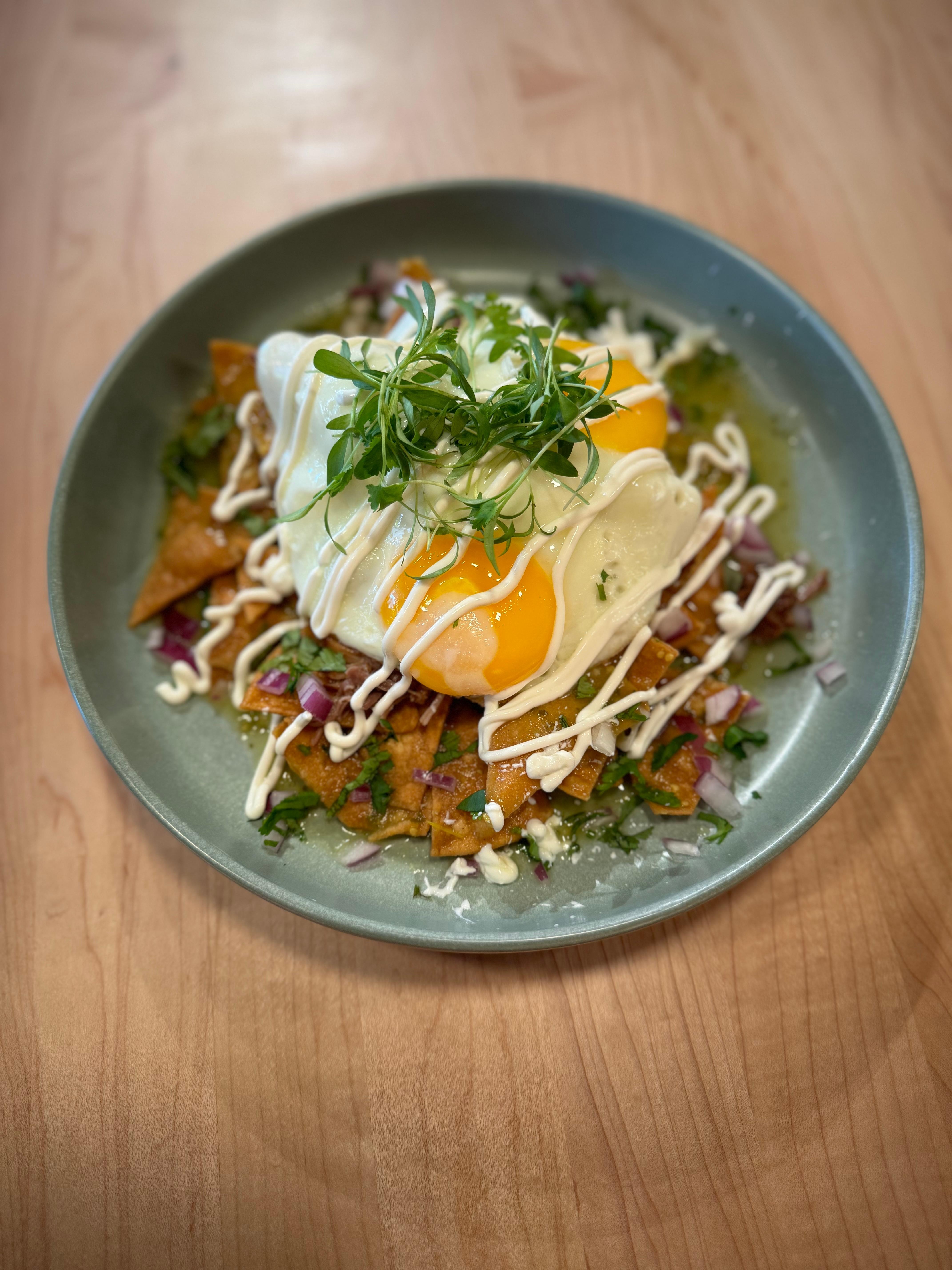 Chilaquiles with Pork carnitas