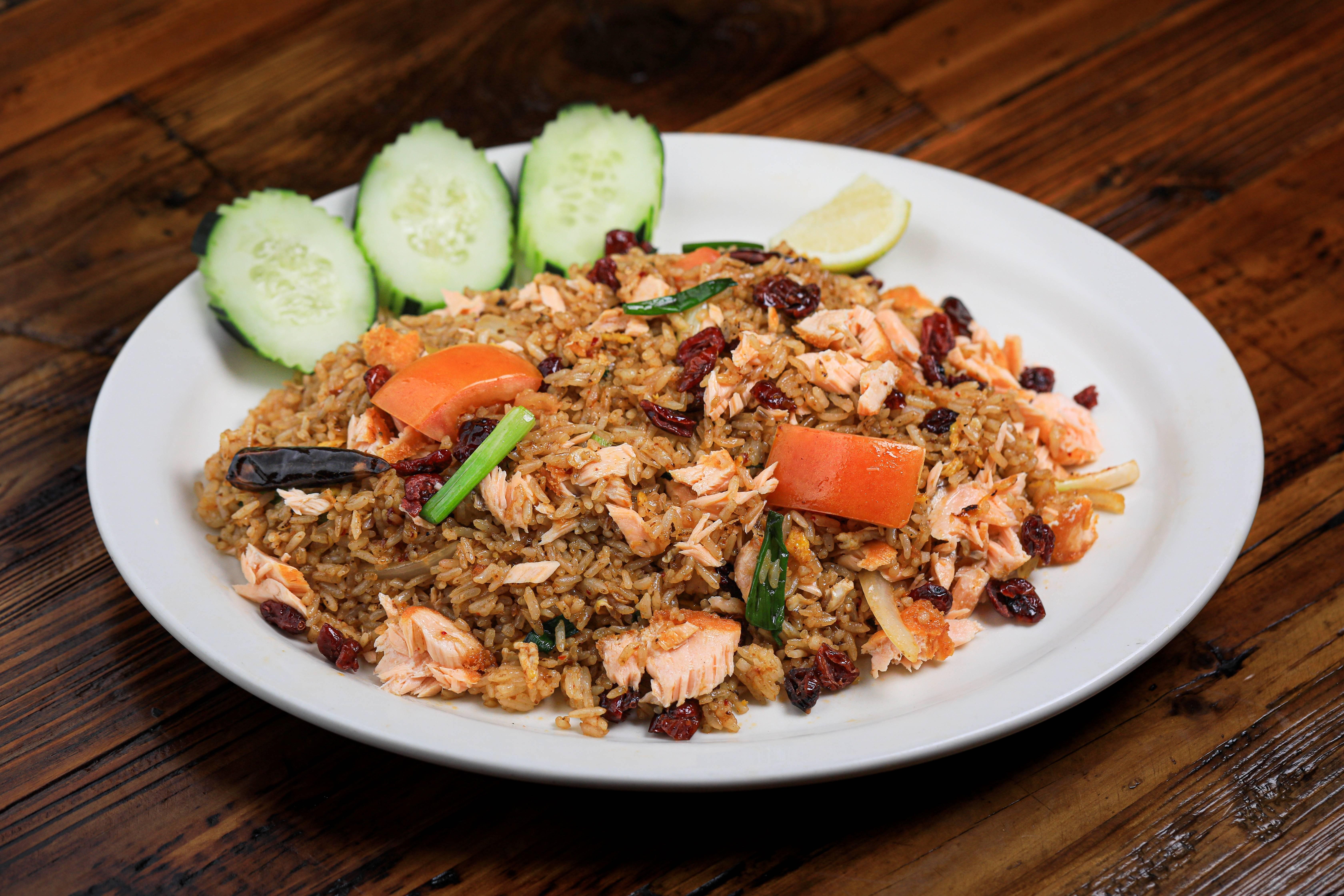 Grilled Chili Fried Rice with Salmon