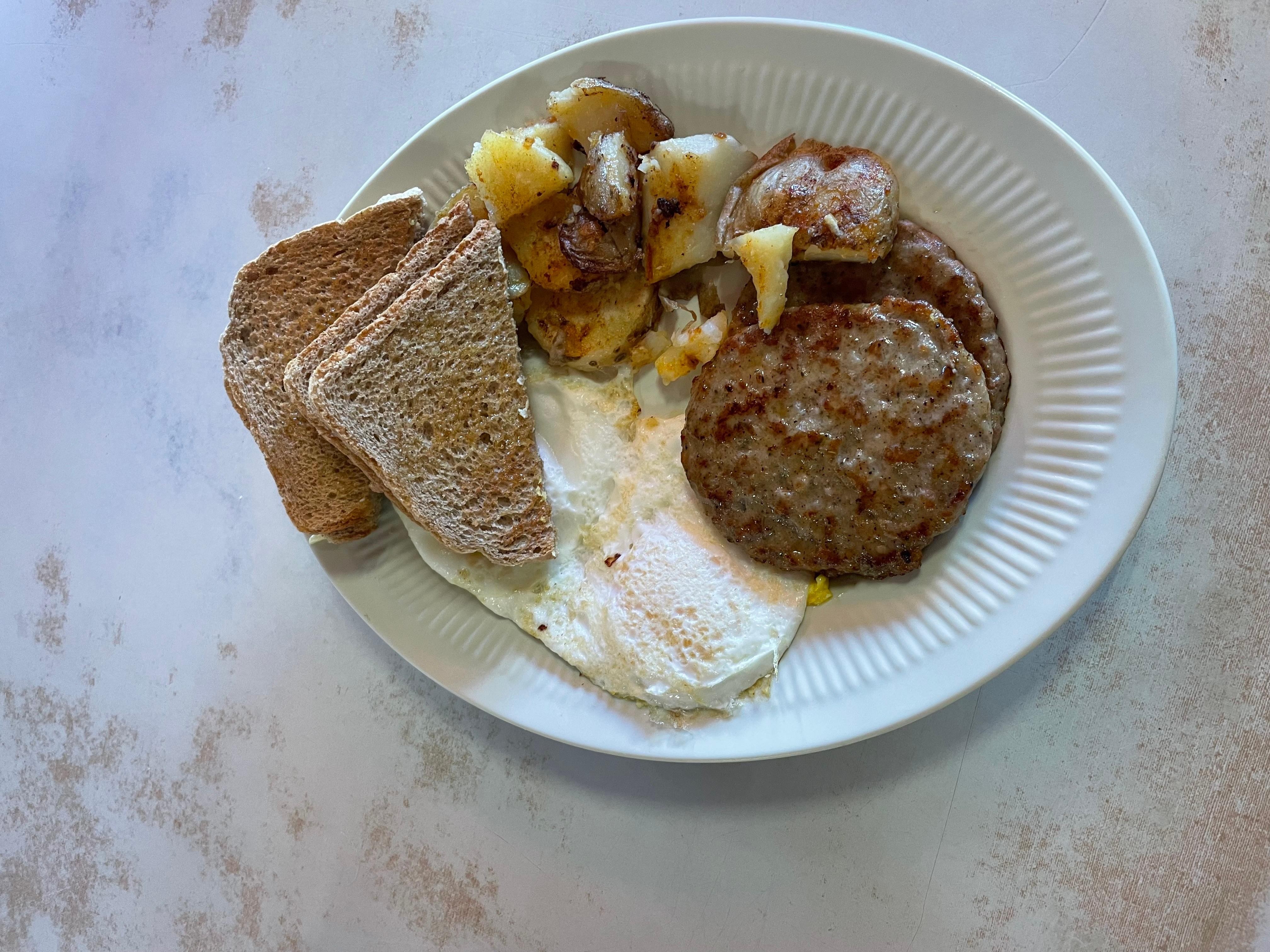 two egg with sausage patties