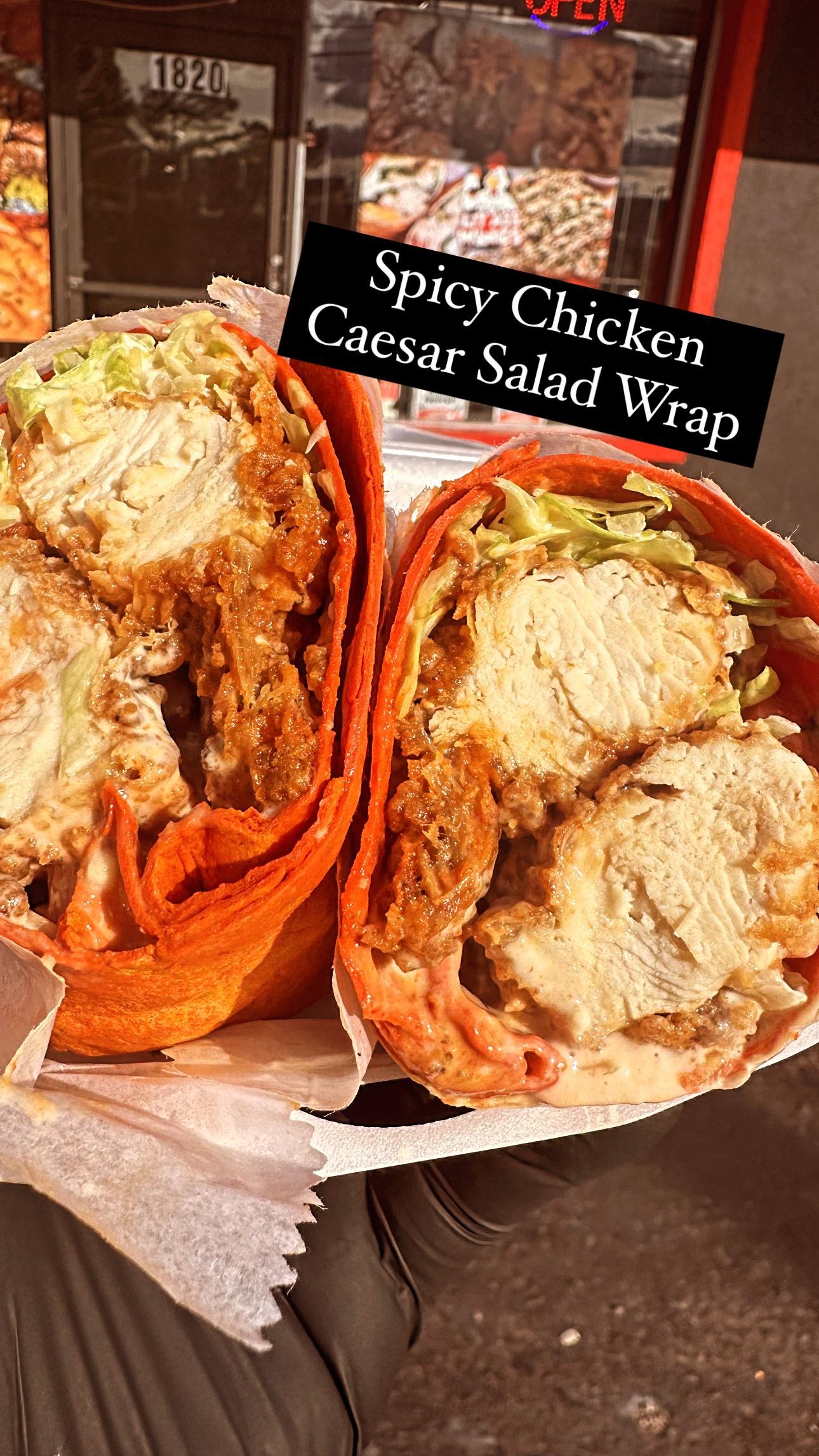 Spicy Chicken Ceasar Salad Wrap