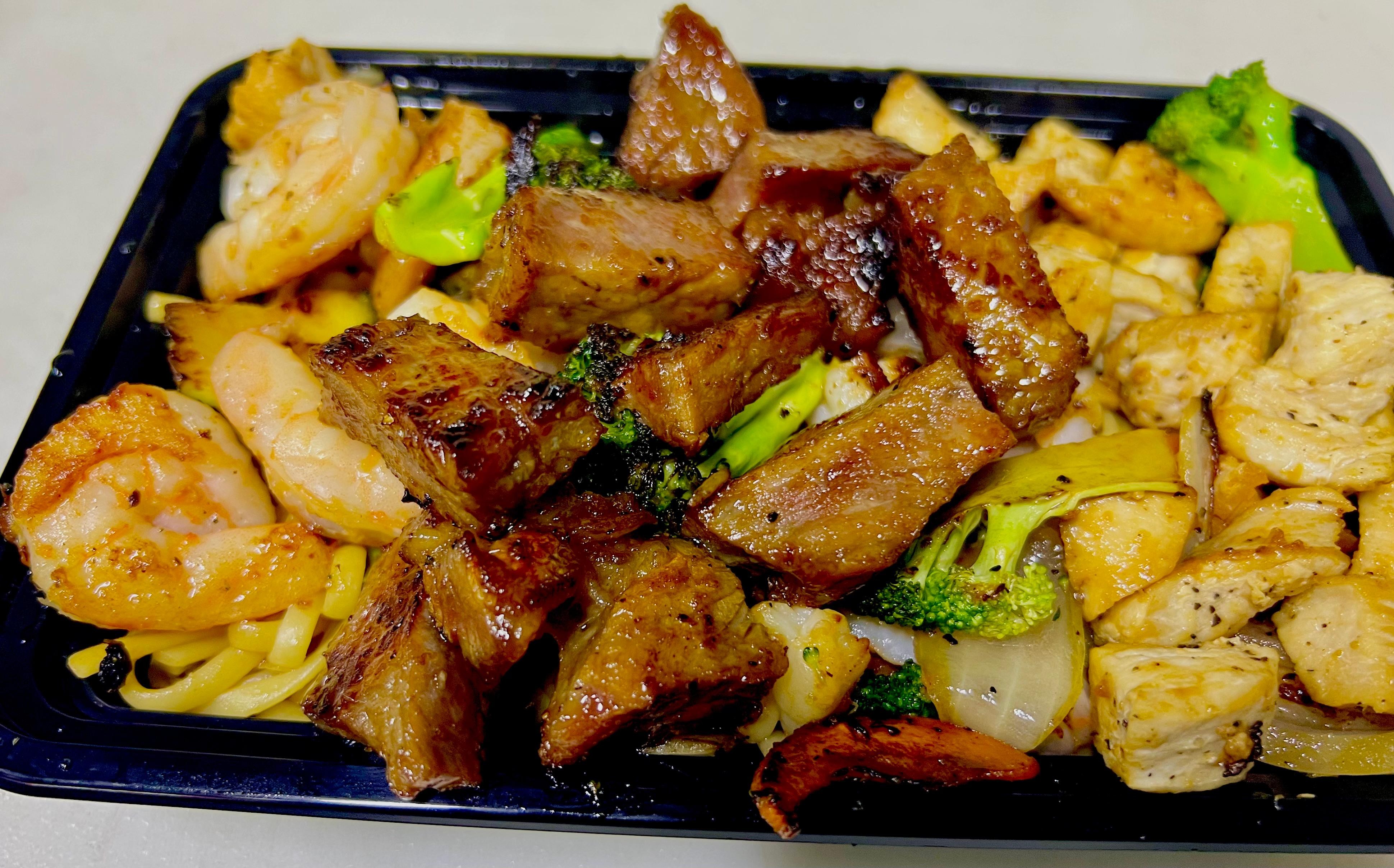 Korean BBQ Ribeye Chicken and Shrimp