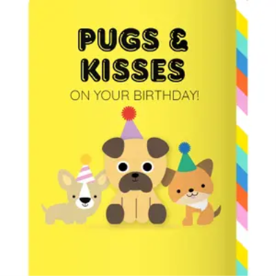Pugs and Kisses Birthday Magnet Card