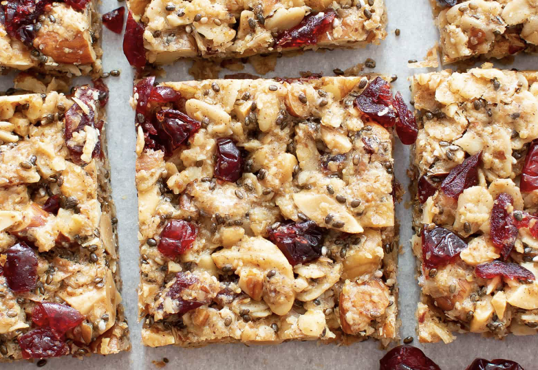 Cranberry Squares with Chia & Flaxseeds