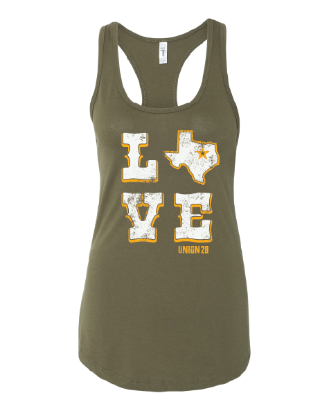 "Love Texas" Tank - Military Green