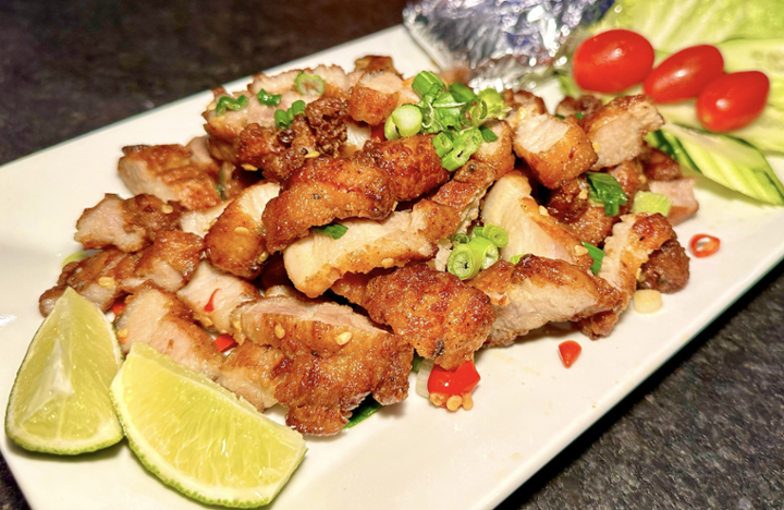 R4 Moo Krob Tod Nampla (Fried Pork Belly with Fish Sauce)