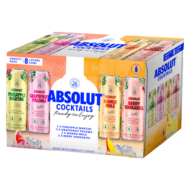 Absolut Ready to Drink Cocktails Variety Pack 355ml 8 Pack Ready-to-drink - 8x 12oz Cans