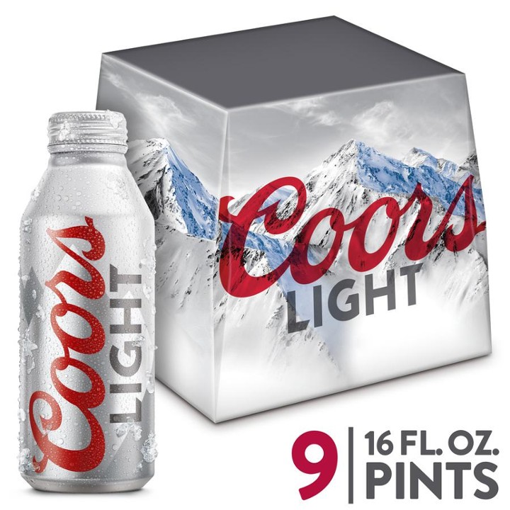 Coors Light Lager Beer - 16.0 oz 9 Pack alum