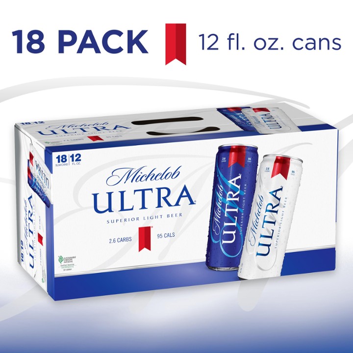 Michelob Ultra Light Beer - 18 Pack can
