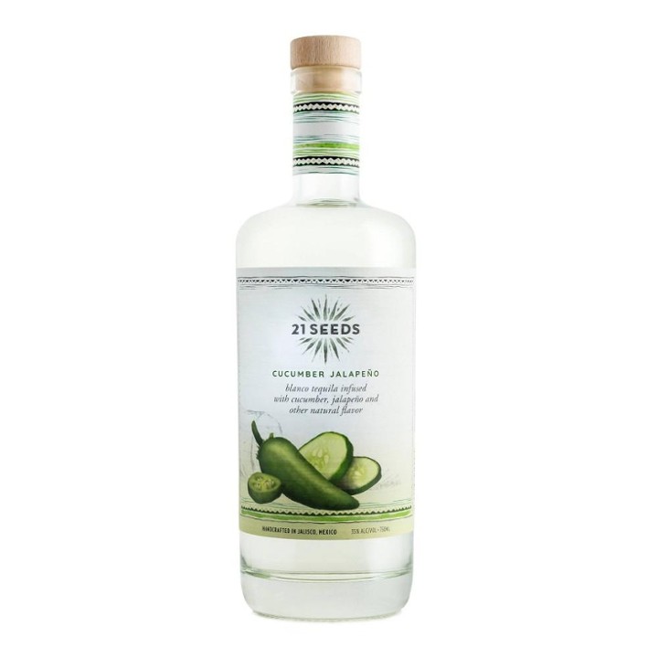 21 Seeds Cucumber Jalapeno (Blanco Tequila Infused with Cucumber, Jalapeno and Other Natural Flavors) Flavored - 750ml Bottle