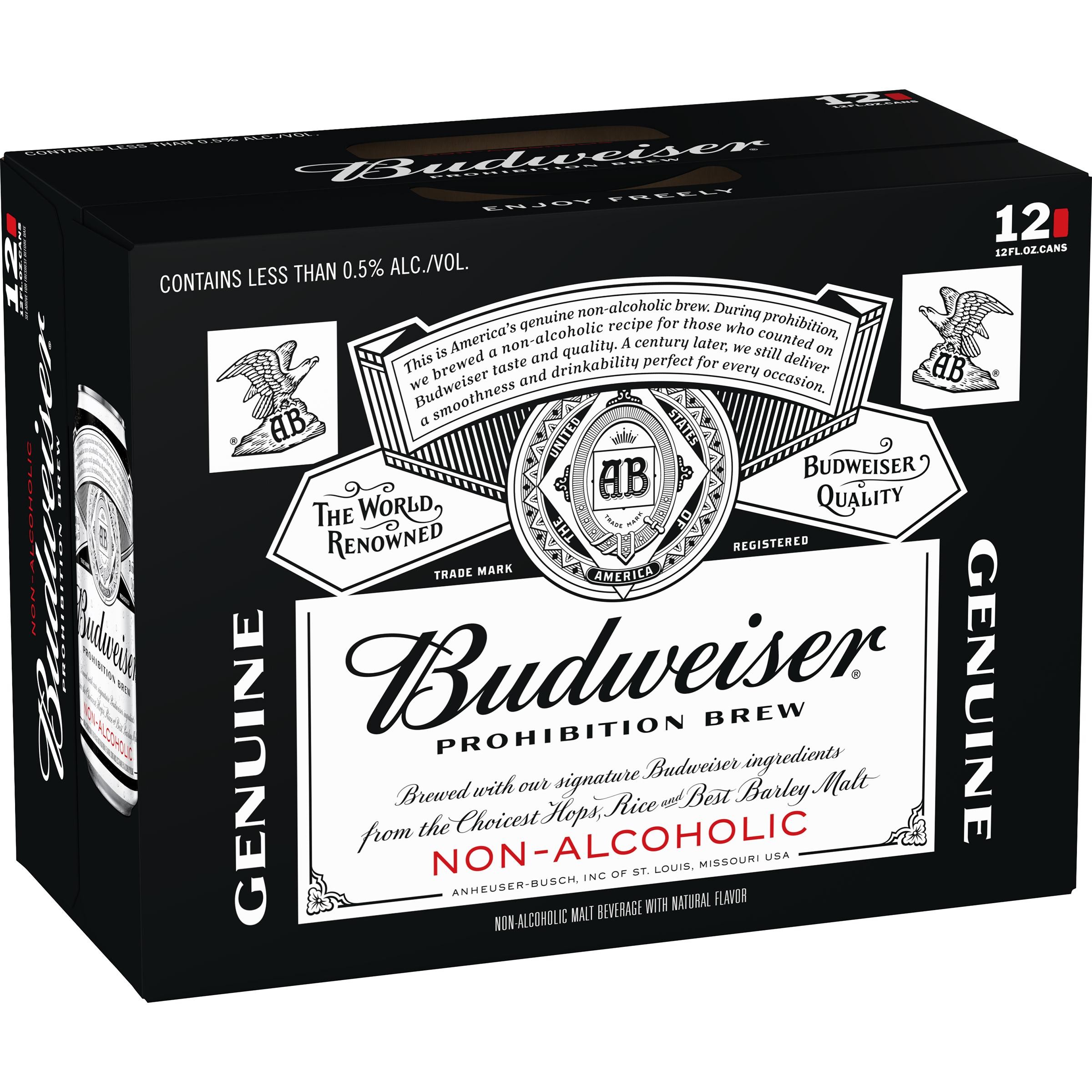 "Budweiser Zero Non-Alcoholic 12pk can