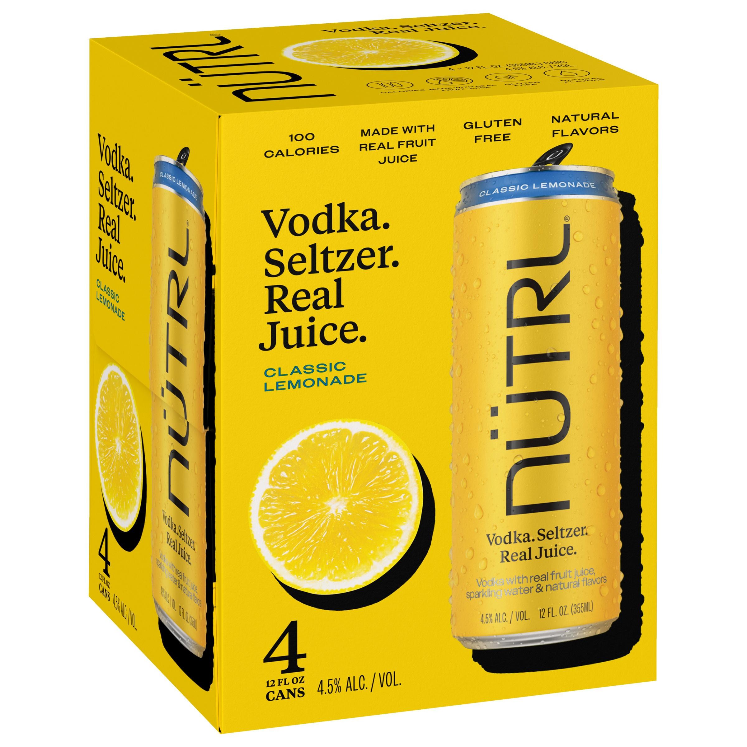 NUTRL Classic Vodka Lemonade Seltzer Ready-to-drink - 4x 12oz Cans