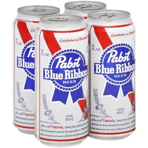Pabst Blue Ribbon Lager Beer, 4 Pack, 16 Fl Oz