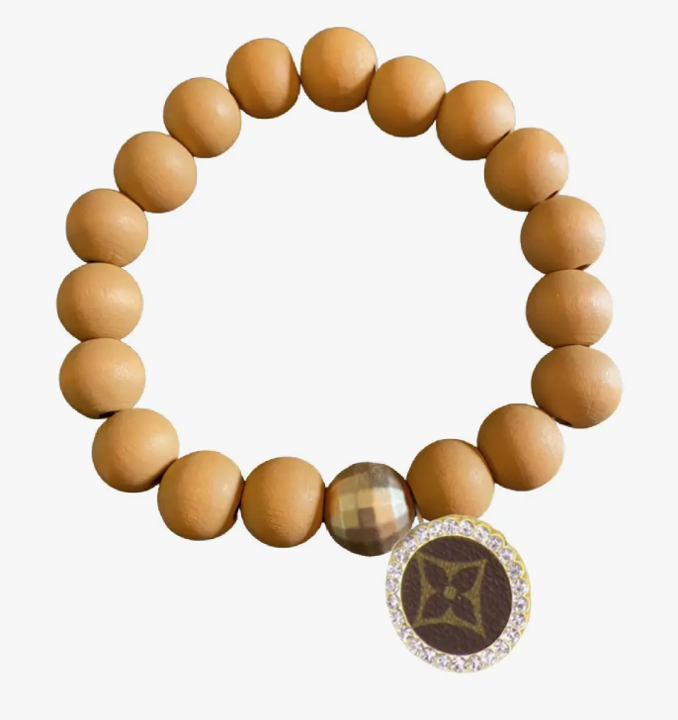 L.V Gold Charm Bracelet - Tan