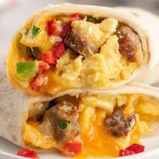 Breakfast Burrito Jack Cheese, Fried Peppers & Onions,