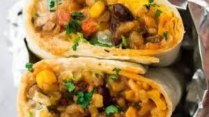 Vegan Burrito (v)Black beans & corn, lettuce, tomato, Vegan cheese