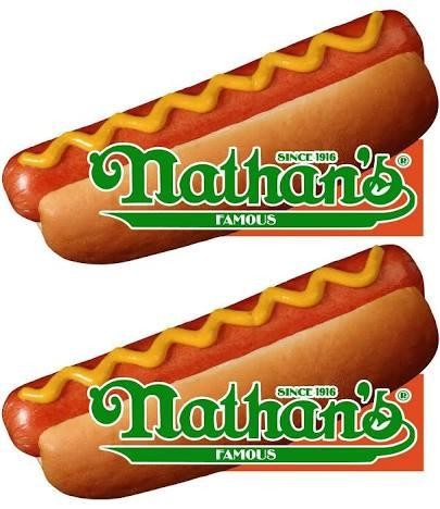 Two Nathan's Beef Hot Dogs