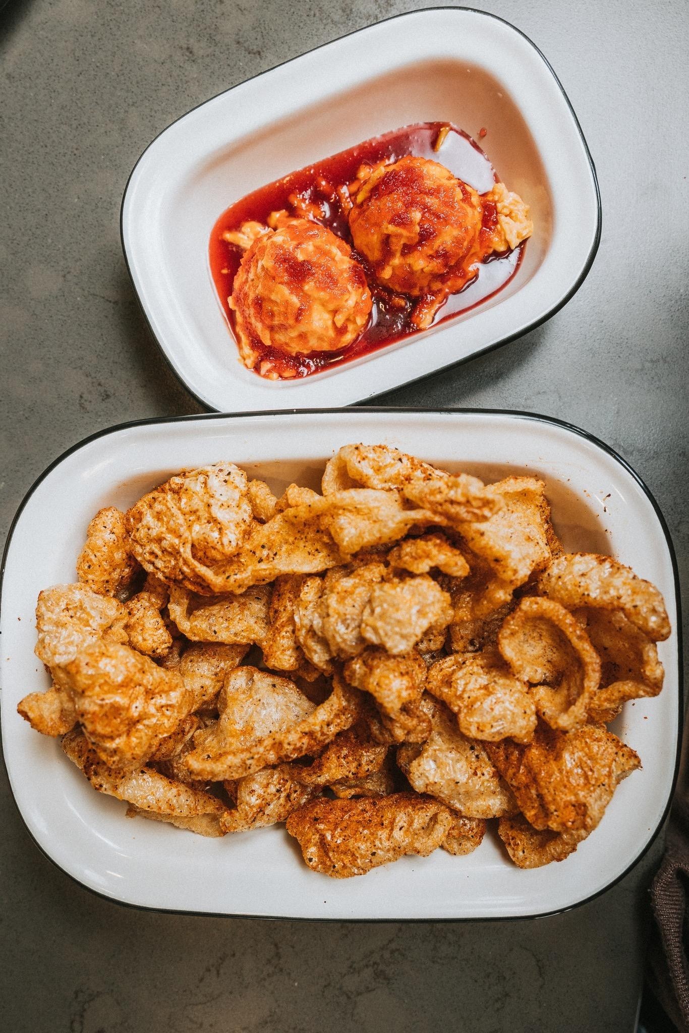 Pimento Cheese/ pepper jelly pork rinds