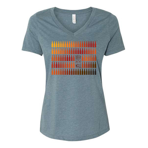 Beer on the Wall - 99 Bottles T-Shirt (Women's Relaxed V-Neck, Heather Blue Gray)