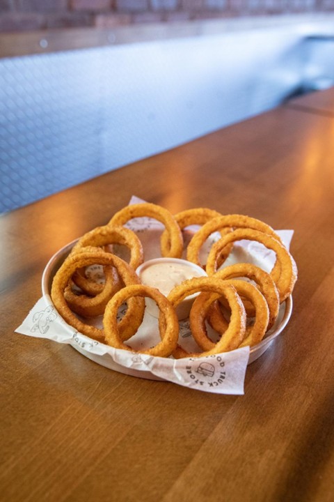ONION RINGS WITH CAESAR DRESSING