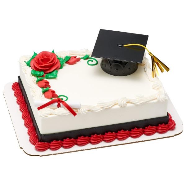 Floral Graduation Cap Sheet Cake Design 1