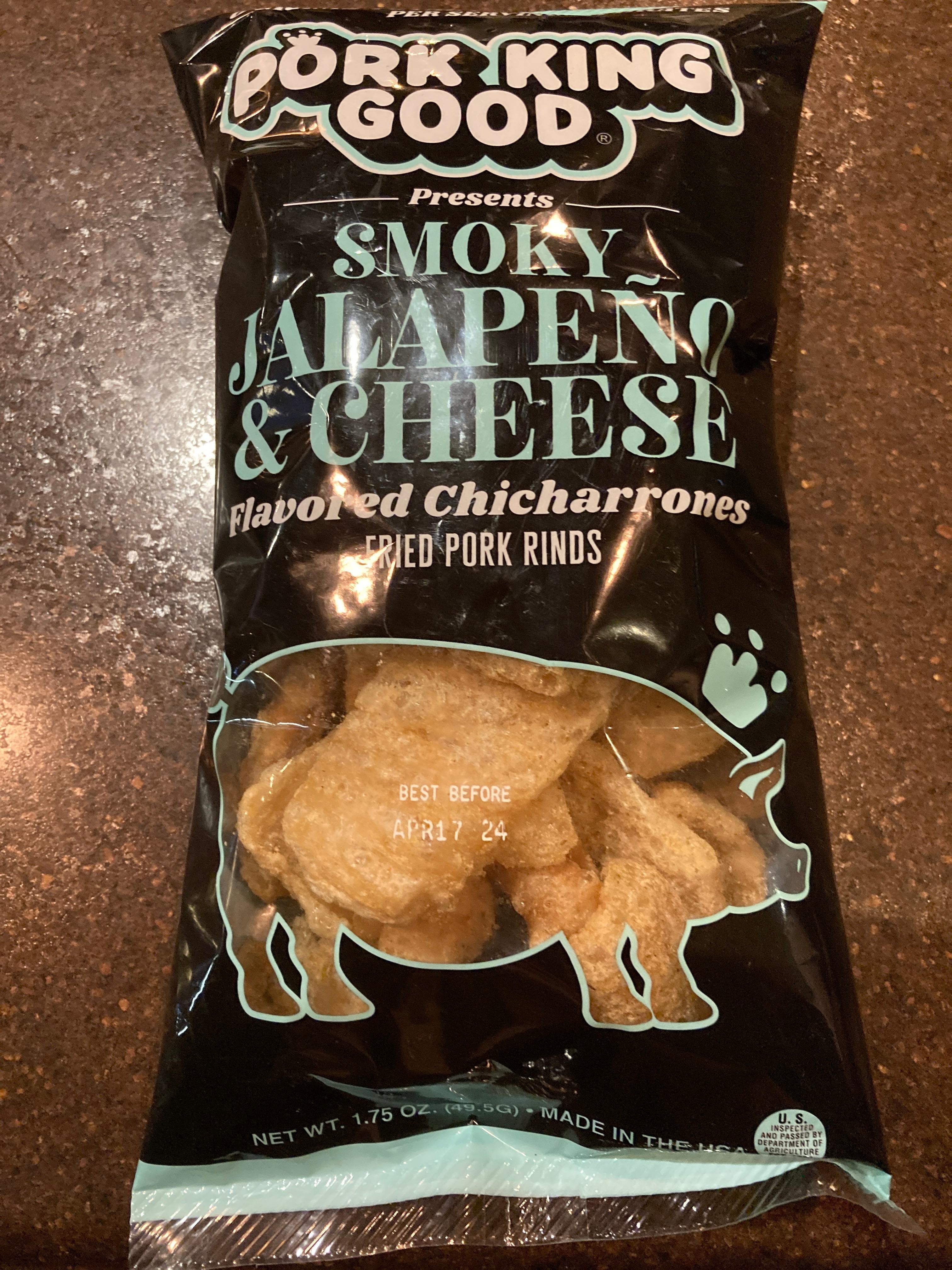 Pork King Good Smoky Jalapeno & Cheese Pork Rinds - Keto Diet Snacks