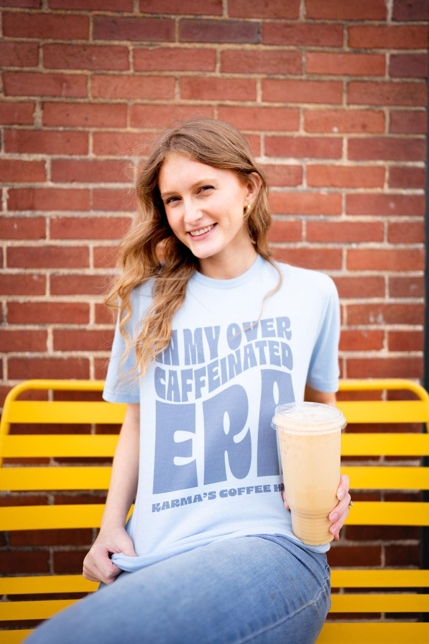 Caffeinated Era - T-Shirt (Light Blue) - XL