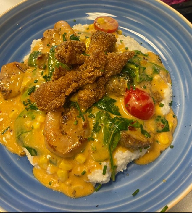 Crispy Catfish, Shrimp & Grits