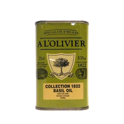 A L'Olivier Olive Oil Infused with Basil 8.3 Oz Green Tin