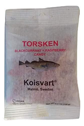 Kolsvart Swedish Fish Candy - Raspberry + Blackcurrant (TORSKEN) 4.2 Ounce