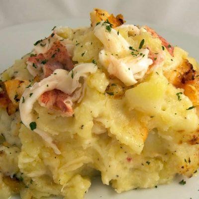 Twice Baked Potatoes w/ Lobster & Cheddar