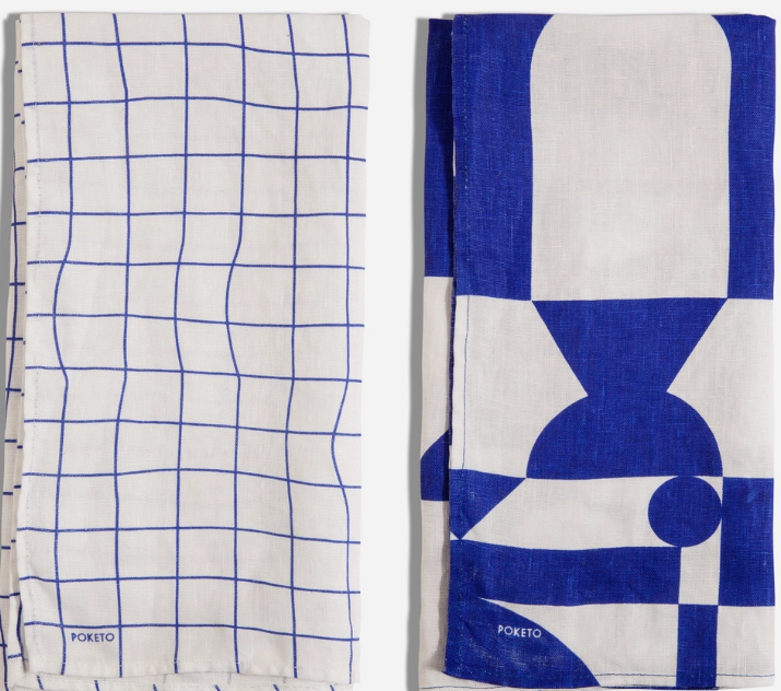 Linen Tea Towel Set in Blue - Set 2